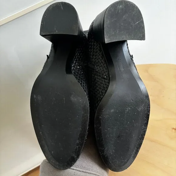 PONS QUINTANA Black Woven Leather Booties - Size 37 - Picture 6 of 8